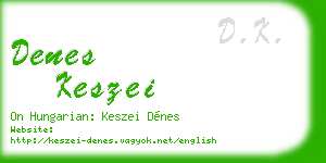 denes keszei business card